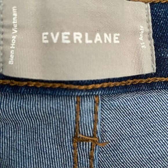 Everlane Blue Jeans Stretch Tapered Denim Sustainable High-Rise Women's 31 Ankle - Picture 5 of 9